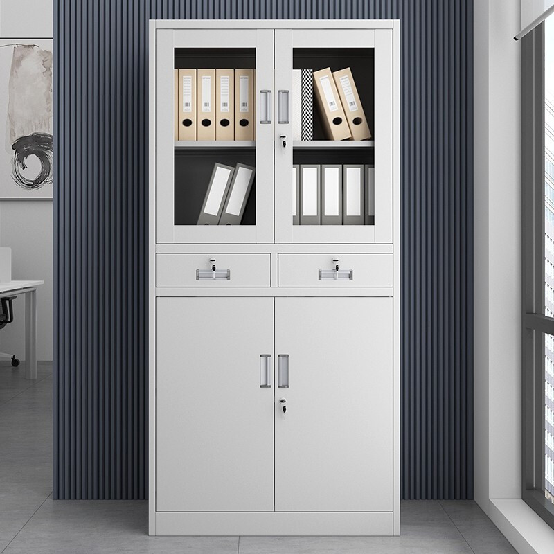 格具 办公室文件柜铁皮柜子抽屉储物柜带锁钢制资料档案柜二斗文件柜