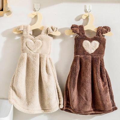 直播特卖-擦手巾可挂式搽手布可爱吸水厨房卫生间卡通儿童爱心加厚不毛冰星梦