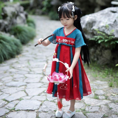 旗舰特卖-汉服女童中国风儿童齐胸襦裙夏小女孩超仙古装宝宝连衣裙亲子套装格罗希