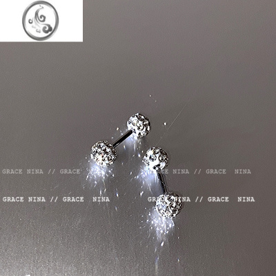 JiMi小巧精致闪钻圆球耳钉女小众设计感高级耳环2023年新款潮个性耳饰