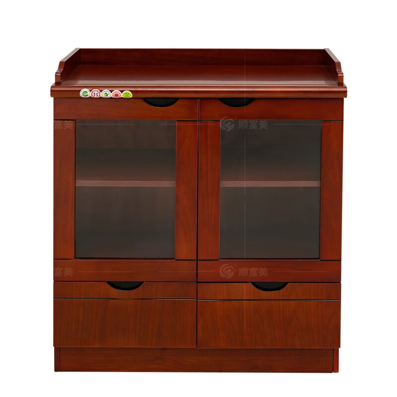 顺富美茶水柜办公室简约储物柜餐边柜子现代简约油漆木皮茶水柜矮柜