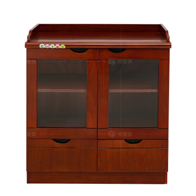 顺富美茶水柜办公室简约储物柜餐边柜子现代简约油漆木皮茶水柜矮柜
