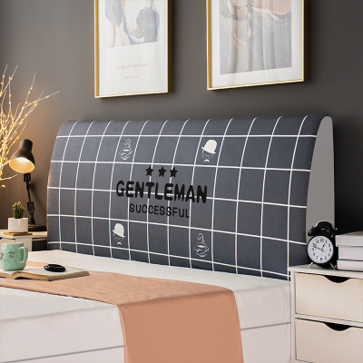 床头套罩北欧风格全包通用防尘软包保护床靠背简约现代木 灰色格子 高度50-65*长度180cm通用款