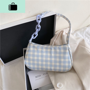 夏季小包包洋气女包2020流行新款潮时尚单肩格子包ins超火手提包NEW LAKE女士单肩包