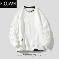 HLCOMAN圆领卫衣男士春假男生上衣服无帽加绒内搭长袖T恤男款
