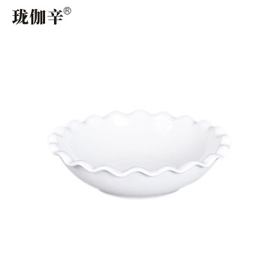 珑伽辛 白色陶瓷太阳碗 菜碗 8英寸/个