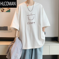 HLCOMAN夏季美式高街短袖T恤男宽松半袖凉感冰丝体恤青少年打底衫潮