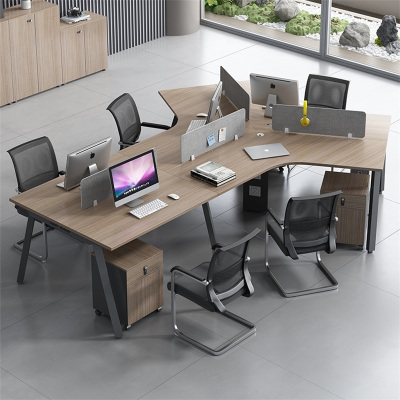 易企采 五人位含柜不含椅 异形办公室职员办公桌简约现代电脑卡座员工位组合