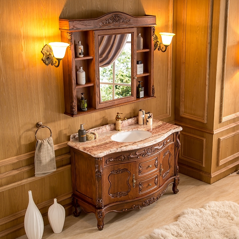 红橡木实木欧式浴室柜
