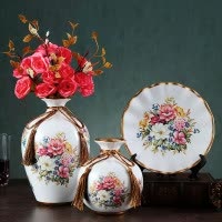 酒柜装饰品摆件陶瓷花瓶客厅玄关电视柜现代欧式创意摆设家居饰品 三维工匠 升级版防水高温水培花瓶粉色