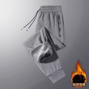 加绒运动裤男士秋冬季新款韩版大码拉链加绒加厚束脚长裤