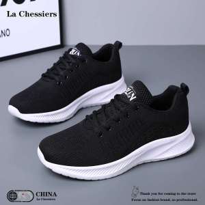 La Chessiers户外跑步鞋飞织弹力网面男鞋2025春夏季新款百搭透气运动休闲大码鞋子