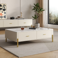 意式轻奢设计岩板茶几电视柜客厅轻奢白色家用-卡尔适DSG007