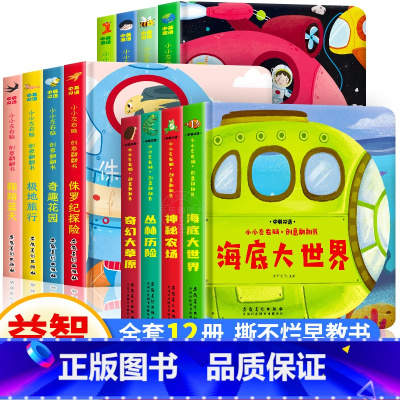 [共12册]左右脑创意翻翻书全套 [正版]全套12册 儿童绘本0到3岁早教撕不烂硬壳益智书3d立体书翻翻书1一3岁一岁2