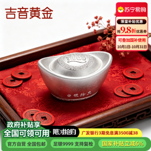 吉音 999.9足银银元宝银砖白银摆件马年投资银条10g 收藏馈赠 节日礼物