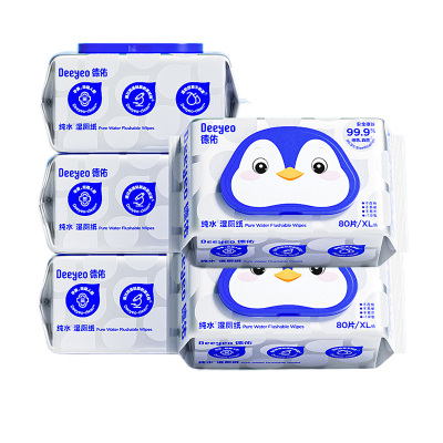 德佑湿厕纸80片*6包洁净温和纯水贤草版2007DYWP080