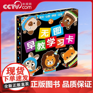 [央视网]无图早教学习卡 套装共4册 英文 认数 拼音 识字 宝宝早教 儿童撕不烂无图识字卡 学习认识卡片认汉字拼音英语