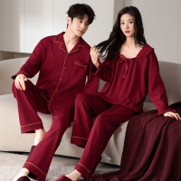 情侣睡衣春秋冬季棉质本命年喜庆结婚红色一男士一女士家居服套装_745