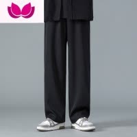 七斓垂坠感西装裤男款宽松直筒大码潮流百搭薄款阔腿休闲长裤子