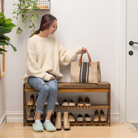 进换鞋凳楠竹换鞋凳子家用进口软包坐垫创意实木穿鞋架可坐式入户鞋柜小鞋柜简约现代