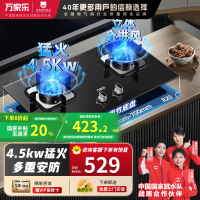 万家乐 钢化玻璃燃气灶炉具双眼灶 家式嵌入式两用灶具4.5KW一级能效 家用双灶台LAY3 天然气