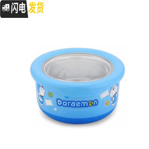 三维工匠圆形不锈钢饭盒餐具可爱卡通儿童小学生便当盒便携外出水果保鲜盒 蓝色叮当(420)[幼儿容量]