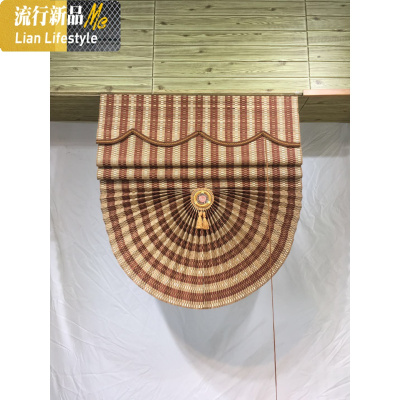 窗帘竹帘卷帘家用阳台遮阳扇形帘升降罗马装饰帘饭店茶楼帘隔断 三维工匠