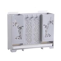 筷子置物架收纳盒沥水筷子篓筷子笼家用挂式筷子筒筷子架托 敬平 灰色带刀架款筷笼