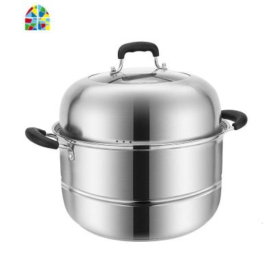 封后蒸锅304不锈钢加厚家用3层2层蒸笼电磁炉汤锅用蒸煮锅 FENGHO 全304蒸锅34cm(带304蒸片)