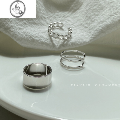 JiMi时尚个性戒指女小众设计感轻奢复古冷淡风食指男指环2023年新款潮