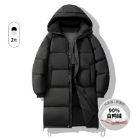 冬季新款男士长款羽绒服90白鸭绒加厚保暖纯色连帽情侣潮牌外套男
