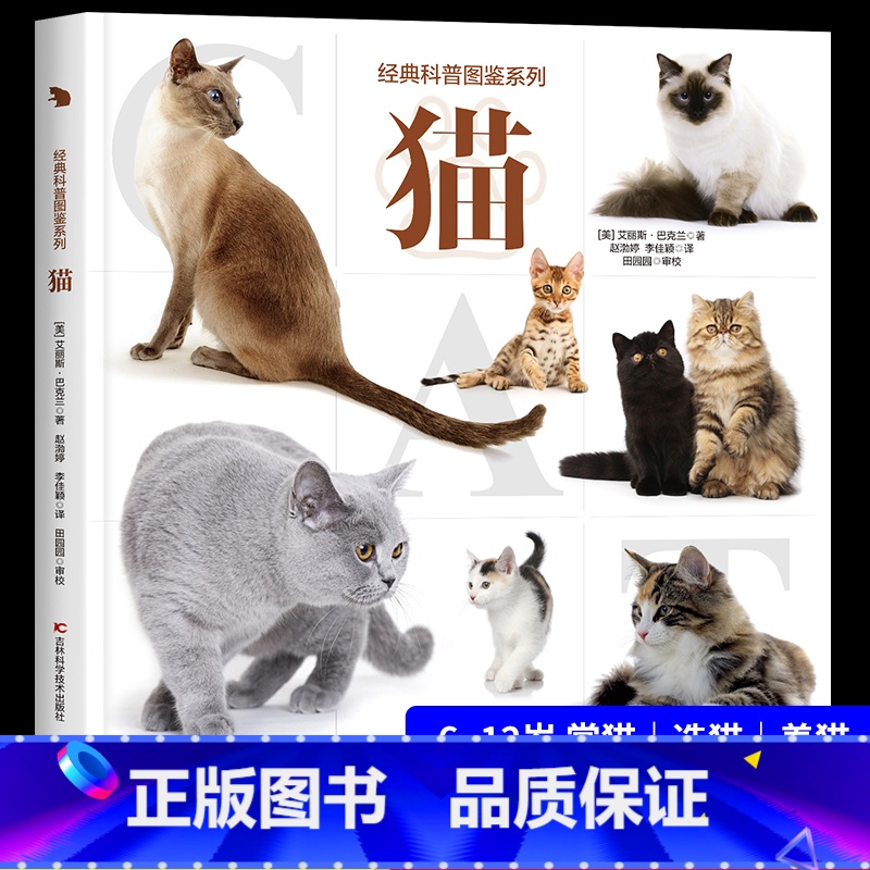 [主图款]经典科普图鉴—猫 [正版]经典科普图鉴系列—猫 爱猫人士的观赏性书籍科普绘本动物百科全书大全趣味阅读6-12岁