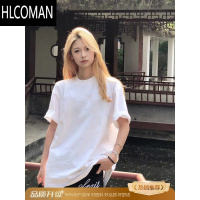HLCOMAN美式高克黑色t恤男款夏季cleanfit短袖内搭5分袖体恤上衣