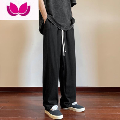 七斓卡其色裤子男春季宽松阔腿日系直筒裤ins韩版复古休闲裤