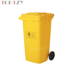 toptzy TZ4060420 医疗垃圾桶垃圾箱黄色带盖带轮废物回收箱 120升