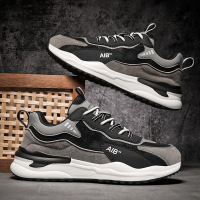 阿甘男鞋秋季透气皮面运动鞋男士百搭休闲鞋跑步增高老爹潮鞋