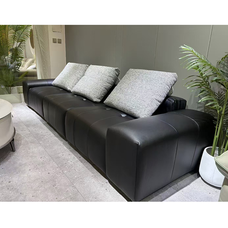 科朔真皮沙发现代简约长沙发工厂展厅实拍网红沙发F609B