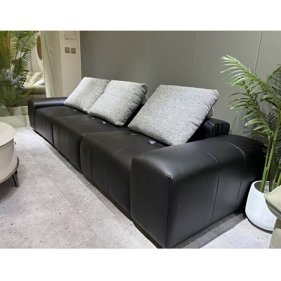 科朔真皮沙发现代简约长沙发工厂展厅实拍网红沙发F609B