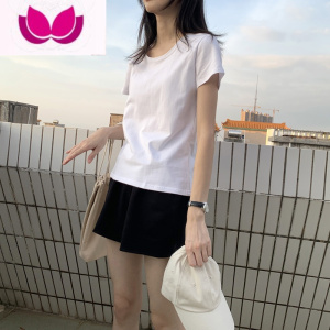 七斓露锁骨U领小心机上衣修身白色t恤短袖女夏季新款打底衫女ins