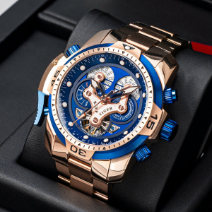 瑞夫泰格REEF RIGER大表盘厚重潮流全自动机械表男表多功能进口机芯防水夜光精钢极光腕表RGA3503