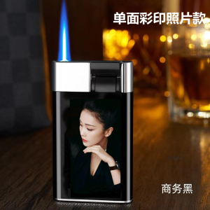 新款超薄防风充气打火机创意潮流夜光直冲蓝焰个性高档定制送礼男