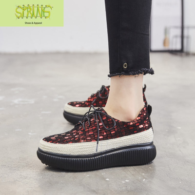 鞋子女2020新款春季松糕厚底休闲鞋网红春款潮鞋百搭春秋渔夫语娄帆布鞋