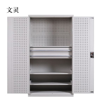 文灵工具柜加厚铁皮储物柜工厂车间用带抽屉汽修多功能收纳柜通门内二抽柜灰白色