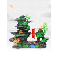 鱼缸水车可转风车水轮增氧氧气泵造景假山石头装饰小摆件加氧气泡