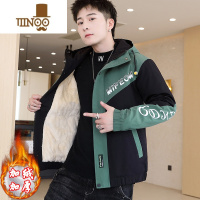YANXU男士外套潮流韩版帅气加绒加厚夹克男学生休闲百搭冬装上衣