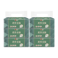 心相印抽纸柔厚亲肤三层塑装纸面巾100抽*6包DT100