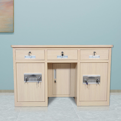 初嘉 CJ全钢制保险桌密码保险桌收银财务桌1.2m白木纹双电子锁