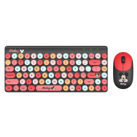 迪士尼(Disney)键鼠套装无线办公家用游戏电脑键盘鼠标套装青春复古高颜值撞色带无线2.4G接收器 LF85