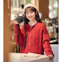[2.5折价122元]唐狮新款秋冬毛衣女开衫外套软糯圆领慵懒风复古麻花上衣潮流