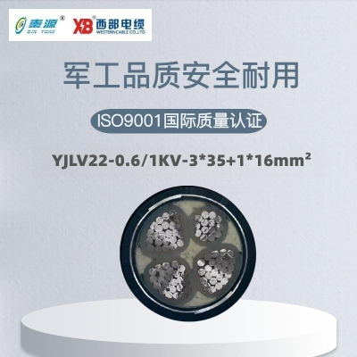 秦源牌 YJLV22-0.6/1KV-3*35+1*16mm² 铝芯低压钢带铠装电力电缆 元/米 定制商品 联系客服